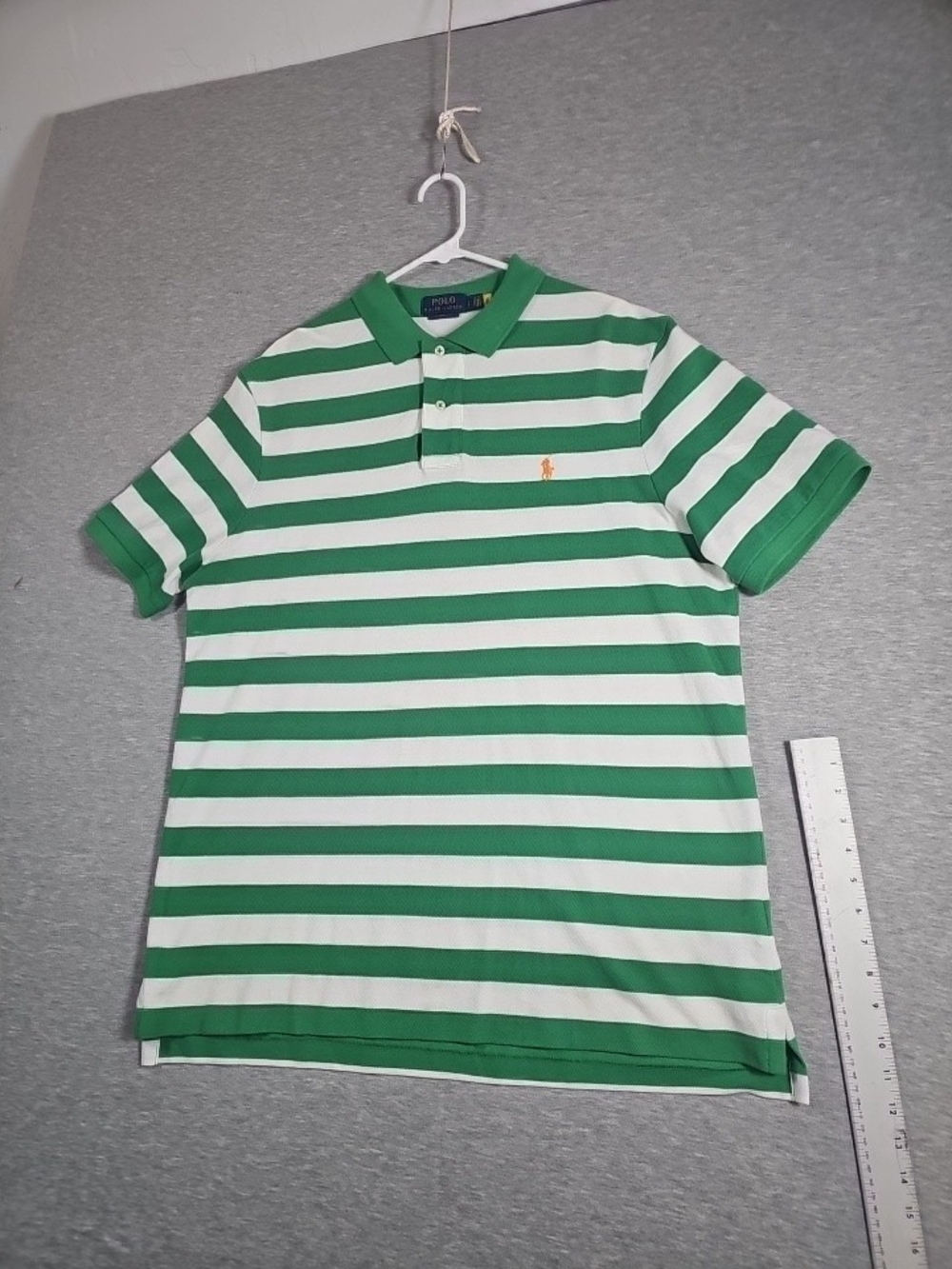Ralph Lauren Green & White Striped Polo Shirt